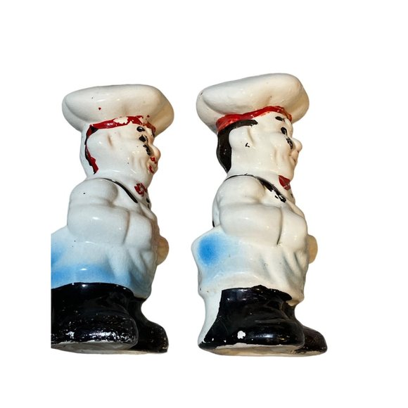Salt and Pepper Italian Chef's Ceramic Shaker Set Vintage - Picture 7 of 13